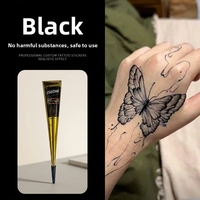 Kit de peinture corporelle au henné directement de l'usine avec papier pochoir noir et 12 pigments colorés pour la vente en gros transfrontalière de fournitures de tatouage