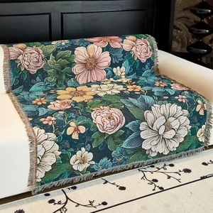 Manta de tapiz tejido Jacquard Floral verde de alta calidad personalizada estilo moderno recién llegado lavable para sofá al por mayor - Product Image 4