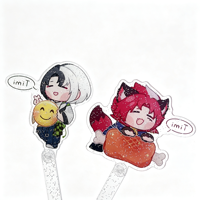 Éventail à main personnalisé en acrylique scintillant avec oreilles de renard, personnage de jeu Chibi, impression UV double face, vente en gros, cadeau en vrac