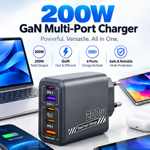 200W GaN Schnellladegerät 4-Port USB-C USB-A Multi-Port Netzteil Schnell-Ladewandladegerät für Laptop Handy Tablet OEM ODM - Product Image 1