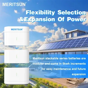 Bateria empilhável de alta tensão para armazenamento de energia solar Meritsun 10kWh 15kWh 20kWh LiFePO4 Bateria para sistema de energia solar fora da rede