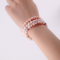 Bracelets et Joncs Charmants en Perles de Tahiti Blanches de Qualité Supérieure, Forme Pomme de Terre Baroque 7mm, Vente en Gros de Bijoux Marque Mejas pour Femmes