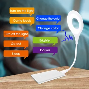 Foldable Voice Control Lamp Intelligent Night Lights English 3 Lighting Modes Plug-In Table Lamps Portable Desk Lights