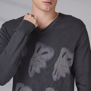 Custom LOGO OEM Men Sweater Manufacturer Jacquard <b>Pattern</b> Pullover Casual V Neck Jumper Winter Men <b>Knitted</b> Sweater - Product Image 5