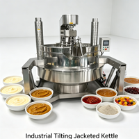 Marmite de cuisson industrielle automatique à bascule, à double enveloppe, à vapeur et à gaz, pour la préparation de pâtes de curry et de sauces à la crème, avec agitateur planétaire
