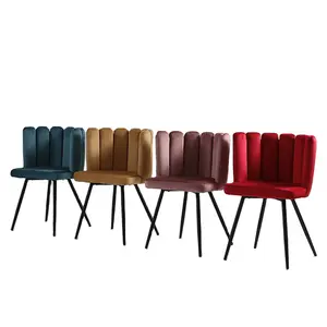 북유럽 럭셔리 골드 벨벳 금속 저렴한 실내 도매 식당 홈 가구 현대 레스토랑 식당 의자 네일 의자