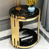 Table d'appoint ronde de luxe italienne, cadre en acier inoxydable doré, plateau en verre, table basse pour salon