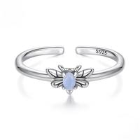 Fun Universal Open End S925 Sterling Silver Luminous Bee Bague réglable Bijoux