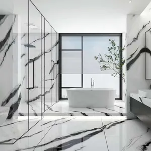 China Telhas tamanho grande para piso laje Porcelanato com mármore branco Carrara pedra sinterizada