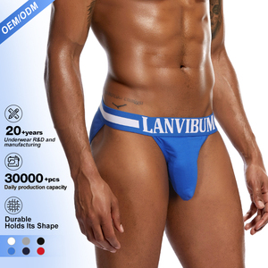Customized <strong>Men's</strong> Mid-Rise Cotton Spandex Breathable Underwear Eco-Friendly Fabric Soft Comfortable <strong>Mens</strong> <strong>Tanga</strong> - Product Image 1