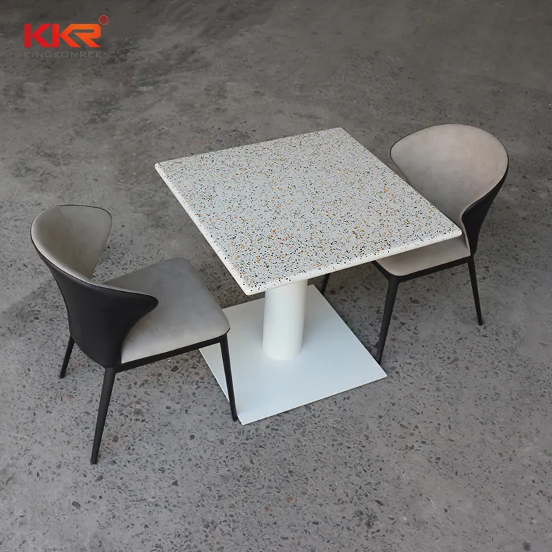 현대 광택 있는 인공적인 돌 단단한 지상 대중음식점 식탁 테이블