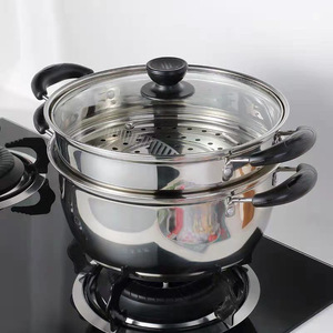 Casserole vapeur en acier inoxydable 304 avec couvercle et poignées pour cuisiner des aliments dans la cuisine - Product Image 1