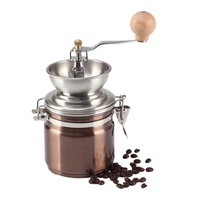 Moulin à main pour faire du café en maille (cuivre) avec manche en bois réglable, moulin à café manuel