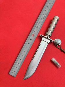 Cuchillo de Caza de Acero Inoxidable con Mango de Madera, Hoja de Punta Caída, Borde Recto, Funda de Cuero de Grado Industrial - Product Image 6