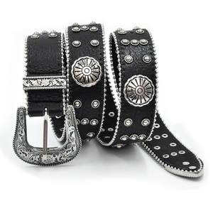 Nouvelle <span class=keywords><strong>ceinture</strong></span> américaine style Y2K transfrontalière, en denim western, punk, vintage, en alliage, cloutée avec motif géométrique imprimé, en promotion - Product Image 3