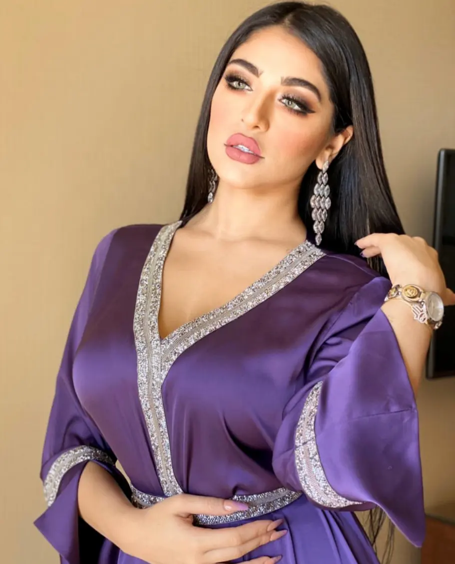 Thắt Lưng Thiết Kế Kim Cương Sang Trọng Dubai Kaftan Trang Phục Hồi Giáo Buổi Tối Trang Phục Hồi Giáo Cho Phụ Nữ