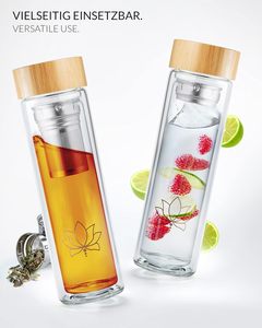 Vendita calda doppia parete frutta <span class=keywords><strong>infusore</strong></span> di tè di vetro coperchio di bambù palestra classica tazza per bere - Product Image 4