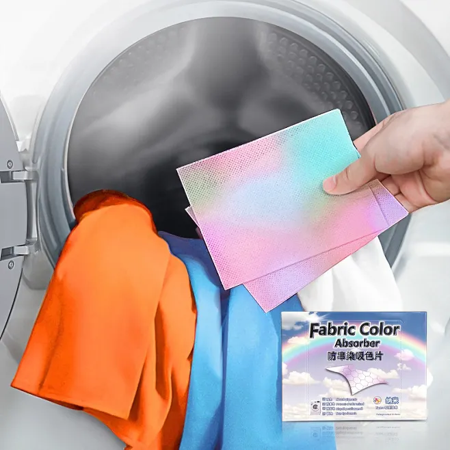 ที่ดักสีสำหรับผ้าผ้าผ้าแผ่นซักผ้าแบบดูดซับสีสำหรับซักผ้าเป็นมิตรกับสิ่งแวดล้อม