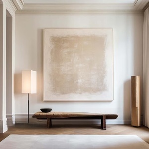 Grande Quadro Astratto Beige Testurizzato Neutro Fatto a Mano con Cornice Stile Wabi Sabi, Pittura a Olio su Tela Boho, Arte da <span class=keywords><strong>Parete</strong></span> per <span class=keywords><strong>Soggiorno</strong></span> e <span class=keywords><strong>Decorazione</strong></span> Casa - Product Image 1