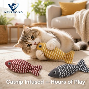 Juguete de lino con hierba gatera para gatos, de lona texturizada, de felpa, interactivo, con hierba gatera, 3 colores, 21 cm - Product Image 2
