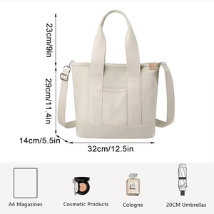 Premium Custom Travel Heavy Duty Eco-friendly Women's Handbags with Zipper Handles Pockets Custom Logo Option Canvas Lunch Bags - Product Image 3