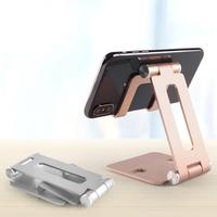 Support de téléphone et tablette pliable et réglable en alliage d'aluminium, support de bureau avec fonction de positionnement à plat pour tous les téléphones mobiles et tablettes
