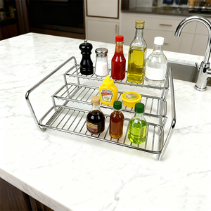Hot bán nhà bếp gia vị lưu trữ Giá kim loại dây Chrome mạ gia vị gia vị thang giá cho nhà bếp - Product Image 1
