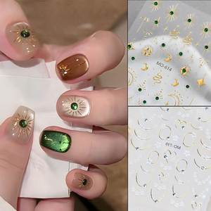 Autocollants pour ongles effet bronze style français, motifs cœur ajouré, petite fleur, strass, décalcomanies pour nail art, autocollants pour ongles avec logo personnalisé - Product Image 2