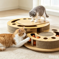 Ensemble de lit et griffoir ondulé écologique de haute qualité pour chat, résistant aux griffures, pour chatons, vente en gros