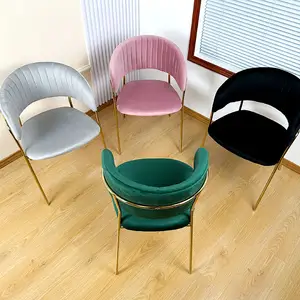 Italian Style Modern Elegant White Cream Home Metal Legs Armrest Cafe Restaurant Chair Black Modern Velvet Dining Room Chairs