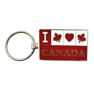 Custom enamel canadian maple leaf souvenir keychain canada flag keyring