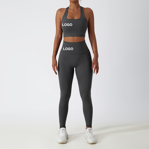 Ensemble de vêtements de sport pour femmes avec logo personnalisé, soutien-gorge de sport sexy à bretelles, veste de yoga à manches longues, vêtements de fitness pour la salle de sport - Product Image 1