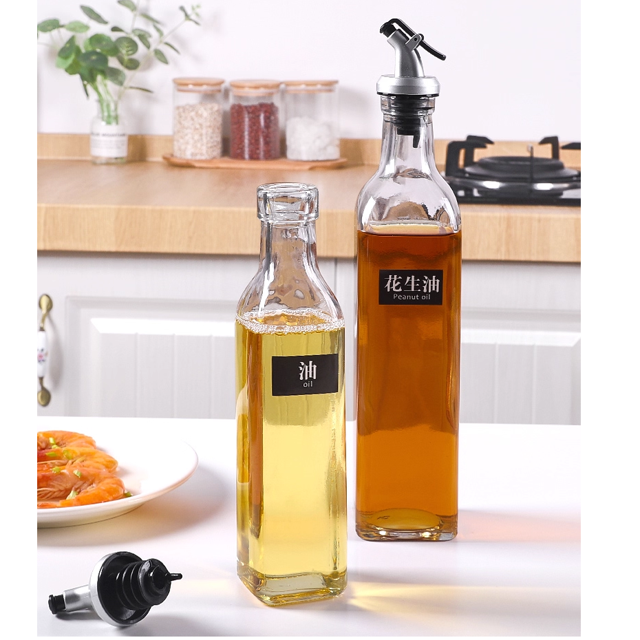 Glass Square Olive Oil Dispenser Bottle