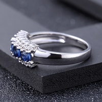 Bague de mariage en argent Sterling 925 et saphir bleu, bijoux de luxe, pierre précieuse naturelle, pour femmes