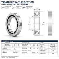 Rodamiento de Bolas de Contacto Angular de Sección Delgada JYJM OEM 71804C 20x32x7mm 15 Grados, Alta Precisión, Piezas para Motor de Husillo CNC