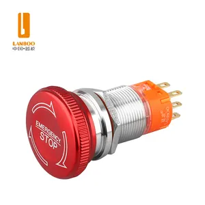 LANBOO 19/22mm emergency stop switch Red Green Blue Yellow White 12V 24V 220V 1NO1NC 2NO2NC 3A Current