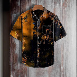 2025 camisa de manga corta holgada Retro Hawaiana para hombre, informal, transfronteriza, de verano, de punto de sarga cubana, antibolitas - Product Image 4