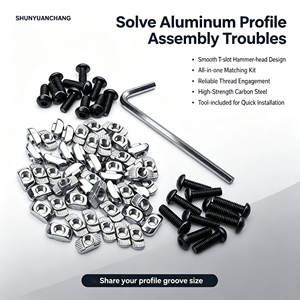 Écrous <span class=keywords><strong>à</strong></span> fente en T <span class=keywords><strong>à</strong></span> tête marteau pour profilés en <span class=keywords><strong>aluminium</strong></span> avec vis <span class=keywords><strong>à</strong></span> tête bouton et kit de fixation <span class=keywords><strong>à</strong></span> clé Allen – Quincaillerie - Product Image 2