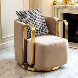 Sillón Moderno de Tela 2025 Lucky, Sillón Individual de Lujo con Estructura de Metal Dorado y Terciopelo para Sala de Estar - Product Image 1