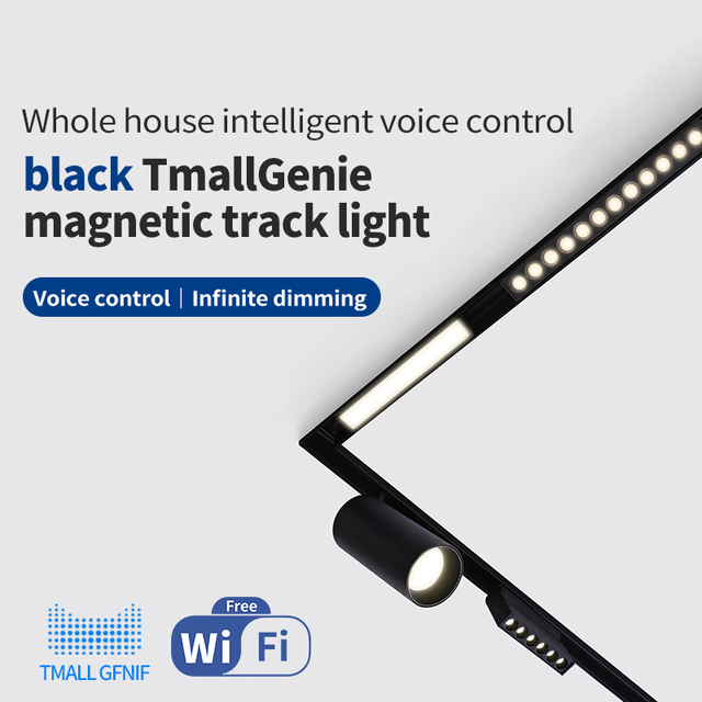 TmallGenie Smart Dimmable Magnetic LED Track Light System with Aluminum Construction Modern Design Wi-Fi Enabled 30W Dali