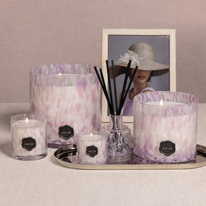 Bougie parfumée en cire de soja naturelle AIKUN, pot en verre blanc et violet, taille et couleur personnalisées, pour chambre à coucher, hôtel, mariage - Product Image 1