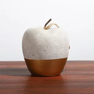 Promotional Cheap Price Fruit Shape Gold Coated Home Decor Ornaments /cement Pear Show Pieces For Home Decoration