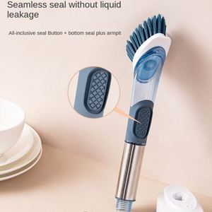 Multifunctional 4-in-1 Plastic Liquid Pot Cleaning Brush Long <b>Handle</b> Kitchen <b>Sponge</b> for Oil Wash Polish - Product Image 3