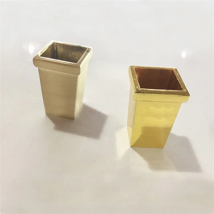 Square leg ferrule fittings brass leg cup for chair cabinet metal furniture leg end tips