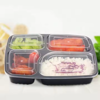 Le bento carré en plastique jetable écologique de pp enferme dans une boîte les conteneurs à emporter faciles réutilisables micro-ondables de 4D acceptent la coutume.