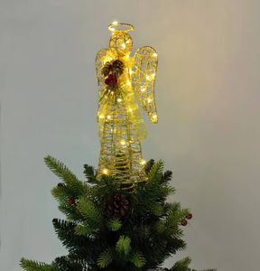 <span class=keywords><strong>Angelo</strong></span> in Ferro e Rattan da 12 Pollici con Luci LED Bianco Caldo e Timer 6 Ore, Decorazioni Natalizie per Interni con Stelle sulla Punta dell'Albero - Product Image 5