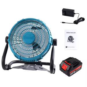 Ventilateur électrique industriel portable 20V DIY, 12 pouces, vitesse unique, 500 CFM, 90 mph, batterie 5.0 Ah, garantie 1 an, camping en plein air, bleu - Product Image 1