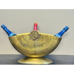 ALFA NAUTICAL Metal Wine <b>Cooler</b> Boat Shape Art Deco Striped 5L Durable Portable Party Ice Bucket - Product Image 1