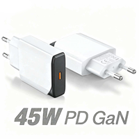 Cargador Rápido HNT 45W GaN PD 3.0 Tipo-C con Enchufe Europeo para Teléfono y Portátil con Protección OTP a Prueba de Fuego, Adaptador de Viaje