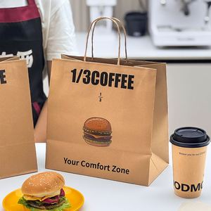 Sacs en papier kraft écologiques de haute qualité personnalisables pour les cafés, impression offset, logo personnalisé classique pour les boissons - Product Image 4